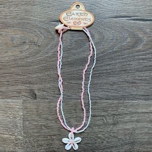 Cowrie Shell Flower Pendant and Bead Necklace NWT